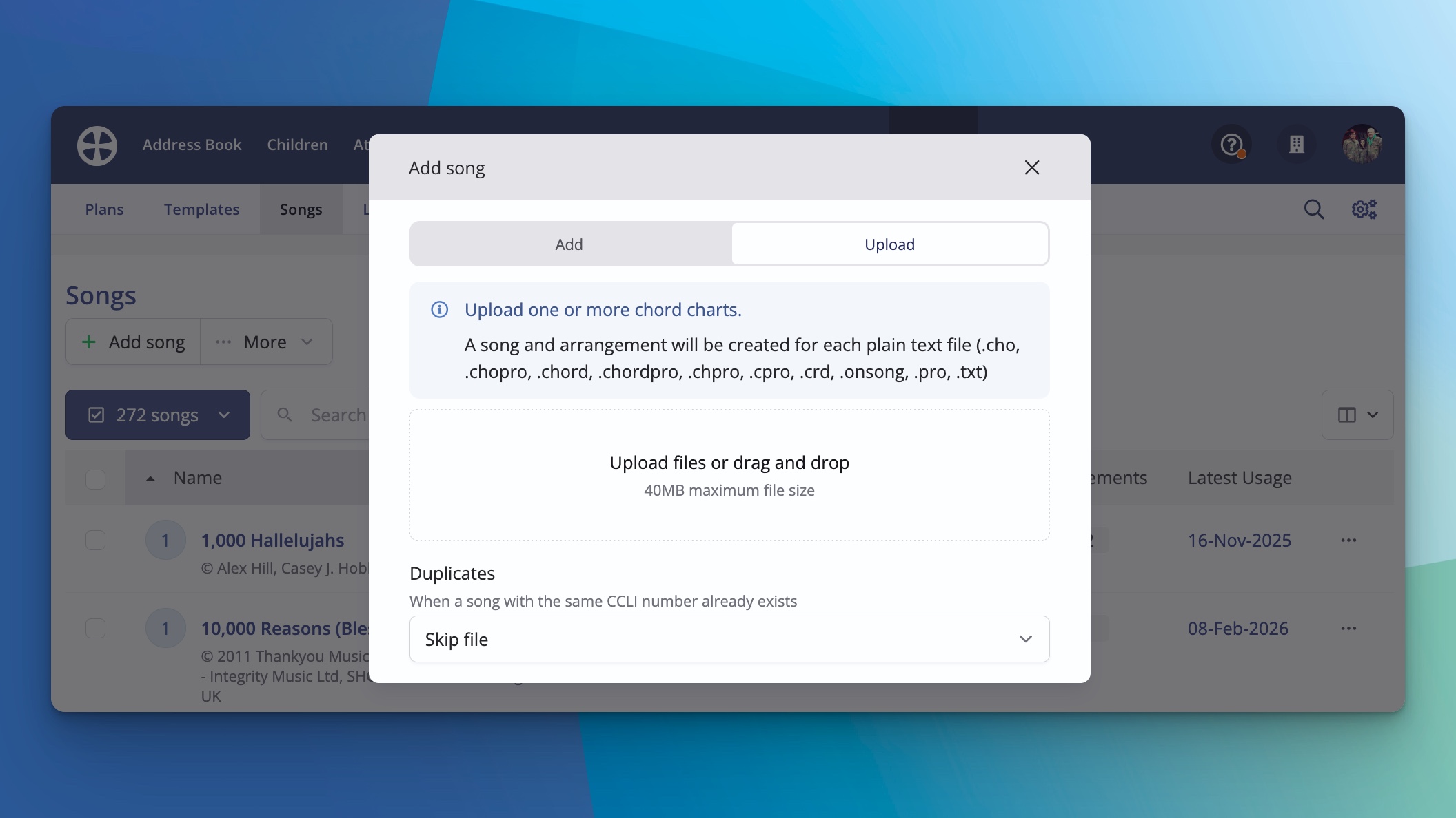 Build your church's songs database with ChurchSuite