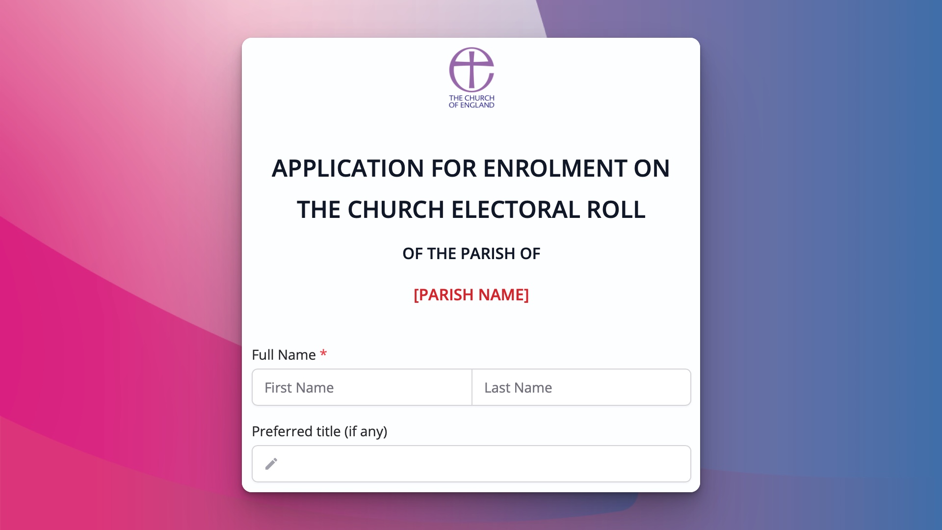 Conditional form fields in ChurchSuite