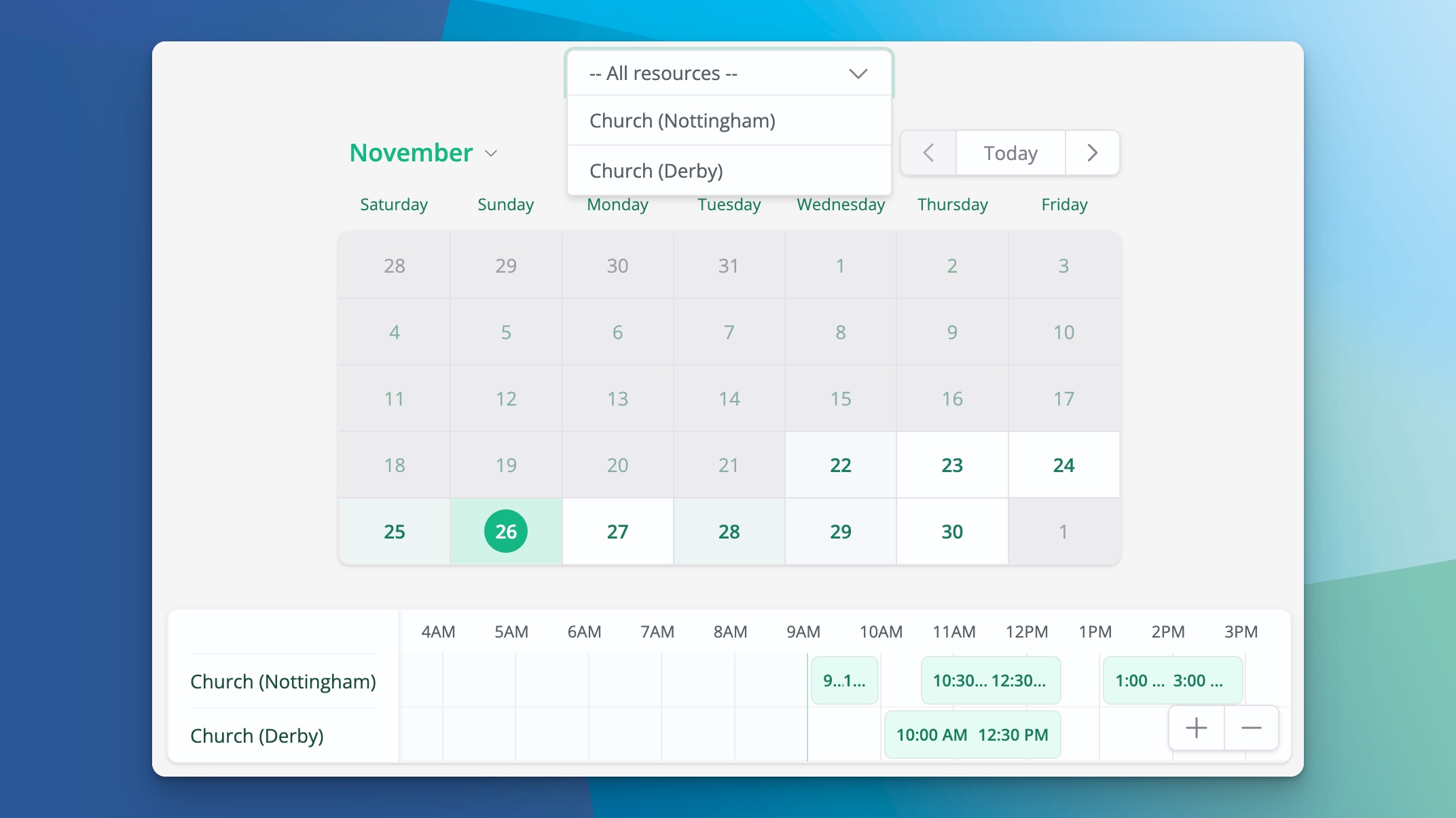 Create embed configurations for the Bookings Resource Planner