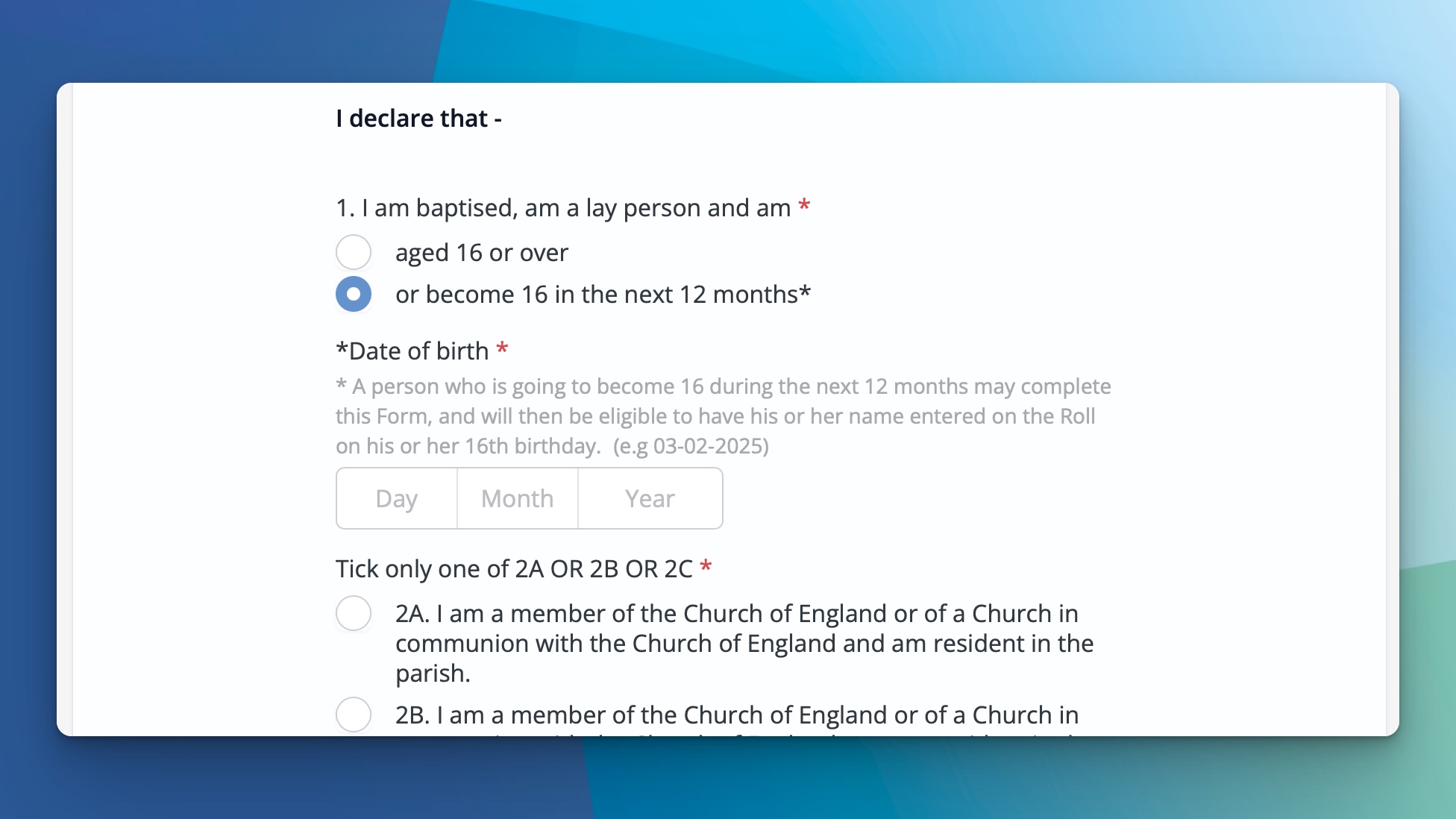 Great tool for gathering your data for the CofE Electoral Roll