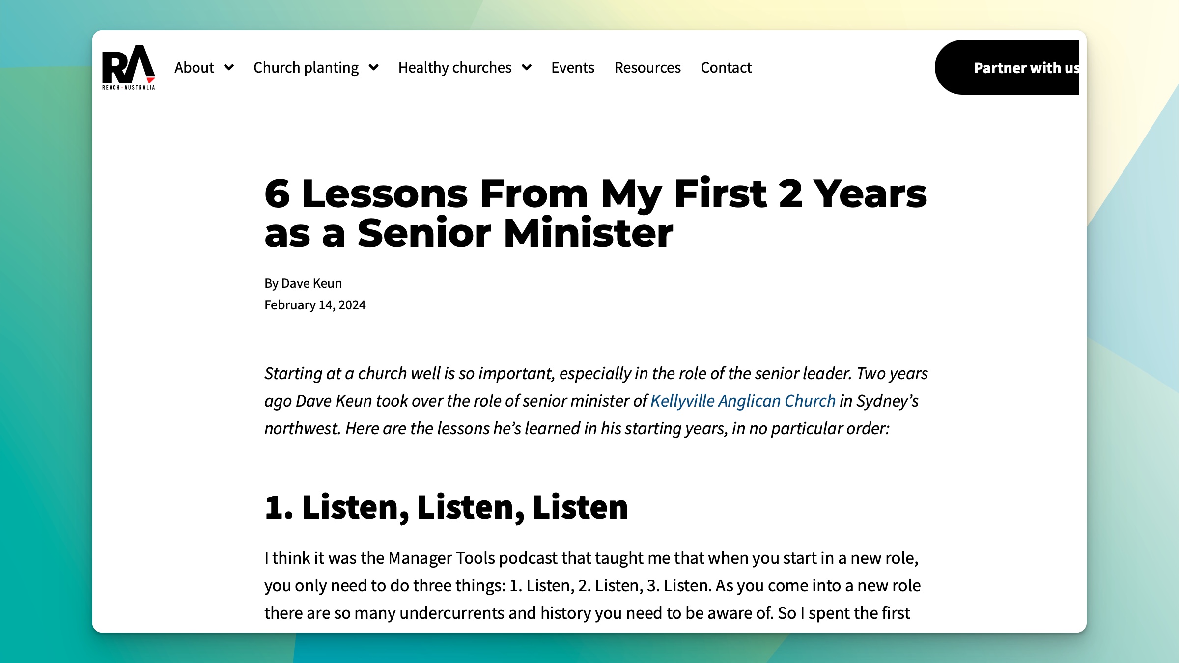 6 Lessons From My First 2 Years as a Senior Minister - Reach Australia