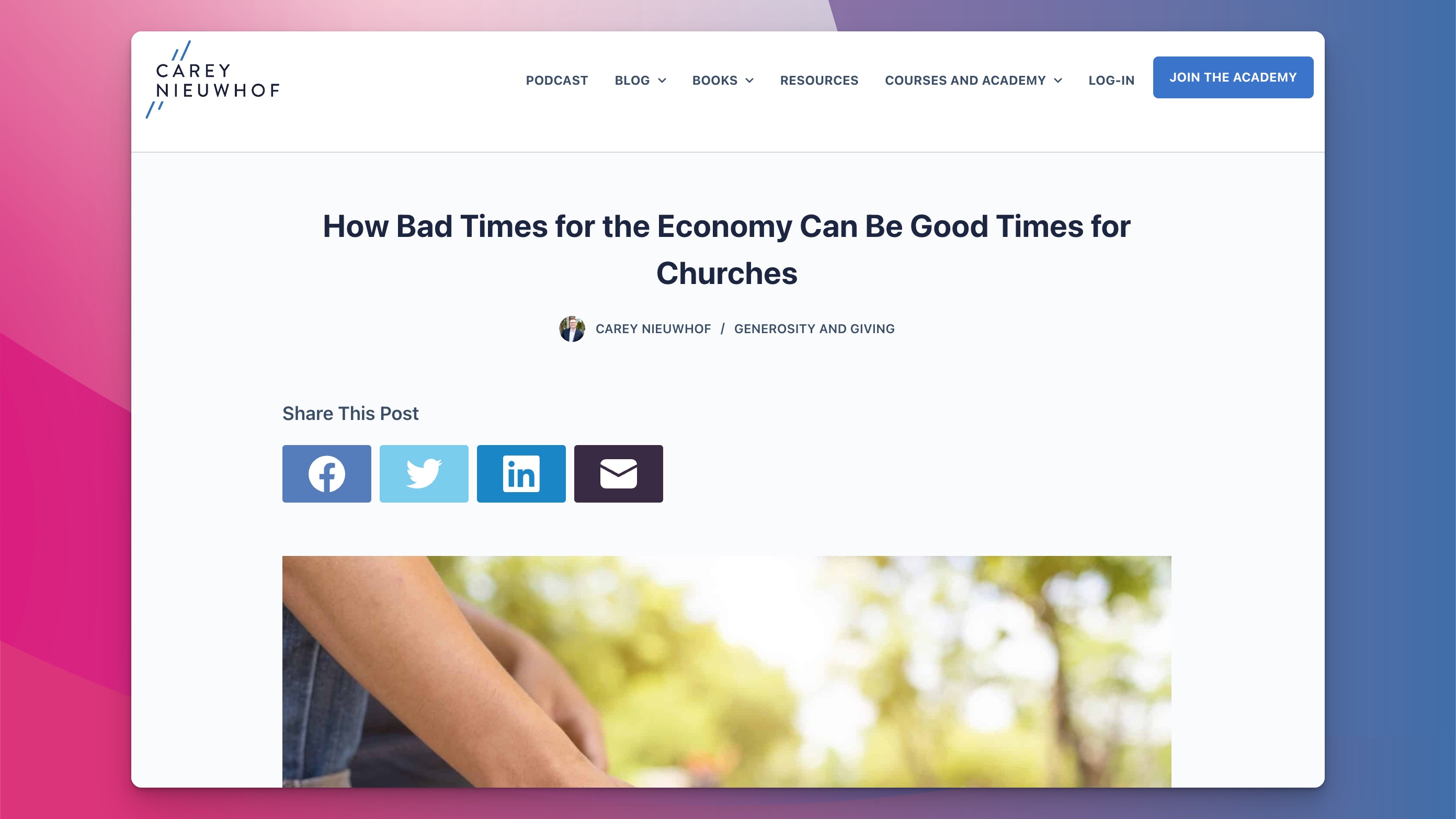 Bad times for the economy can be good times for churches