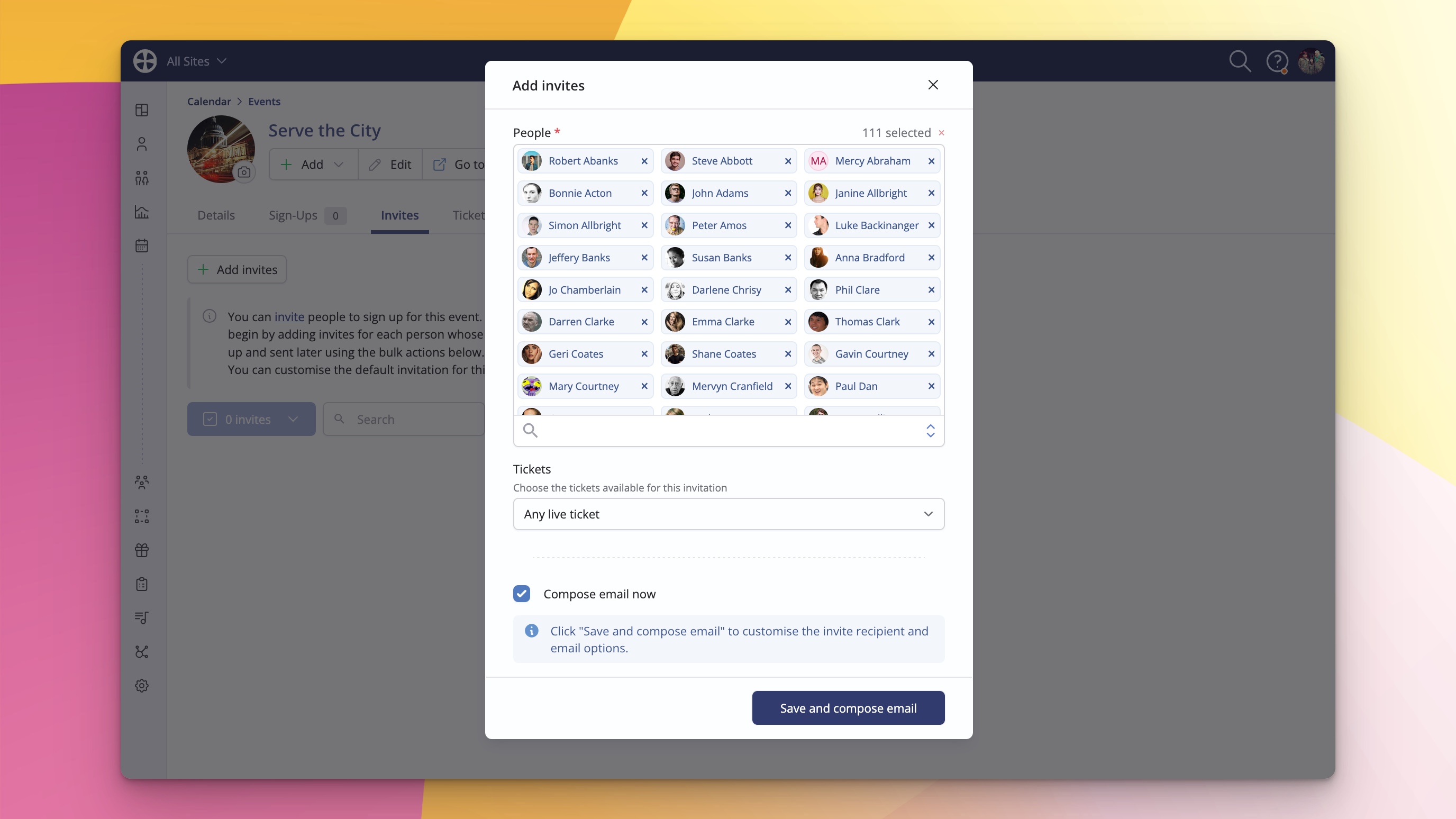 Invite people to church forms and church events is easy and powerful in ChurchSuite church management system