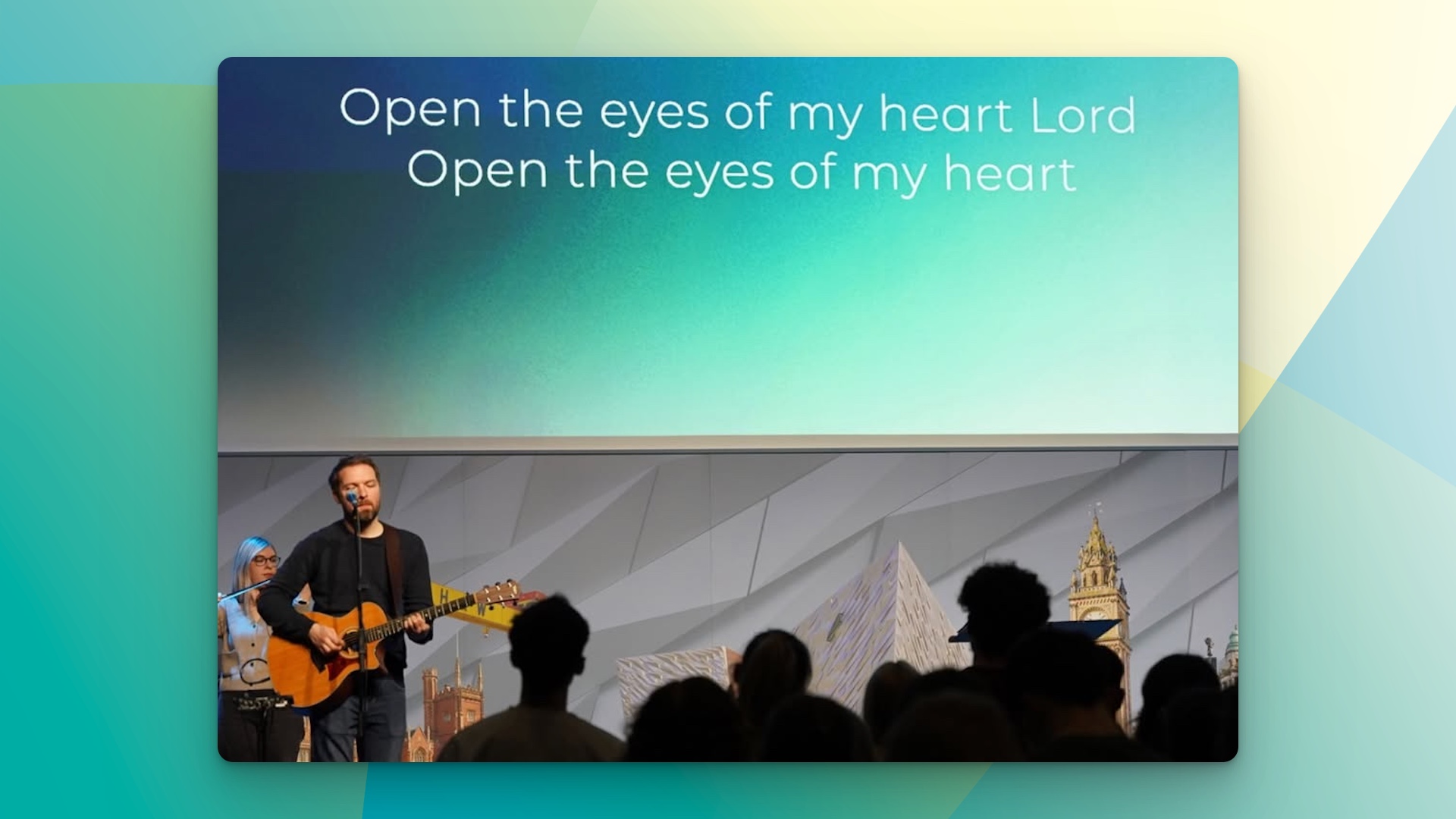Jonny Wright leading worship at Newtonbreda Baptist Church