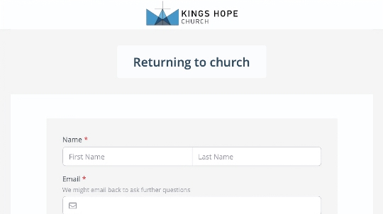 Example form that churches can use for planning a return to in-person services