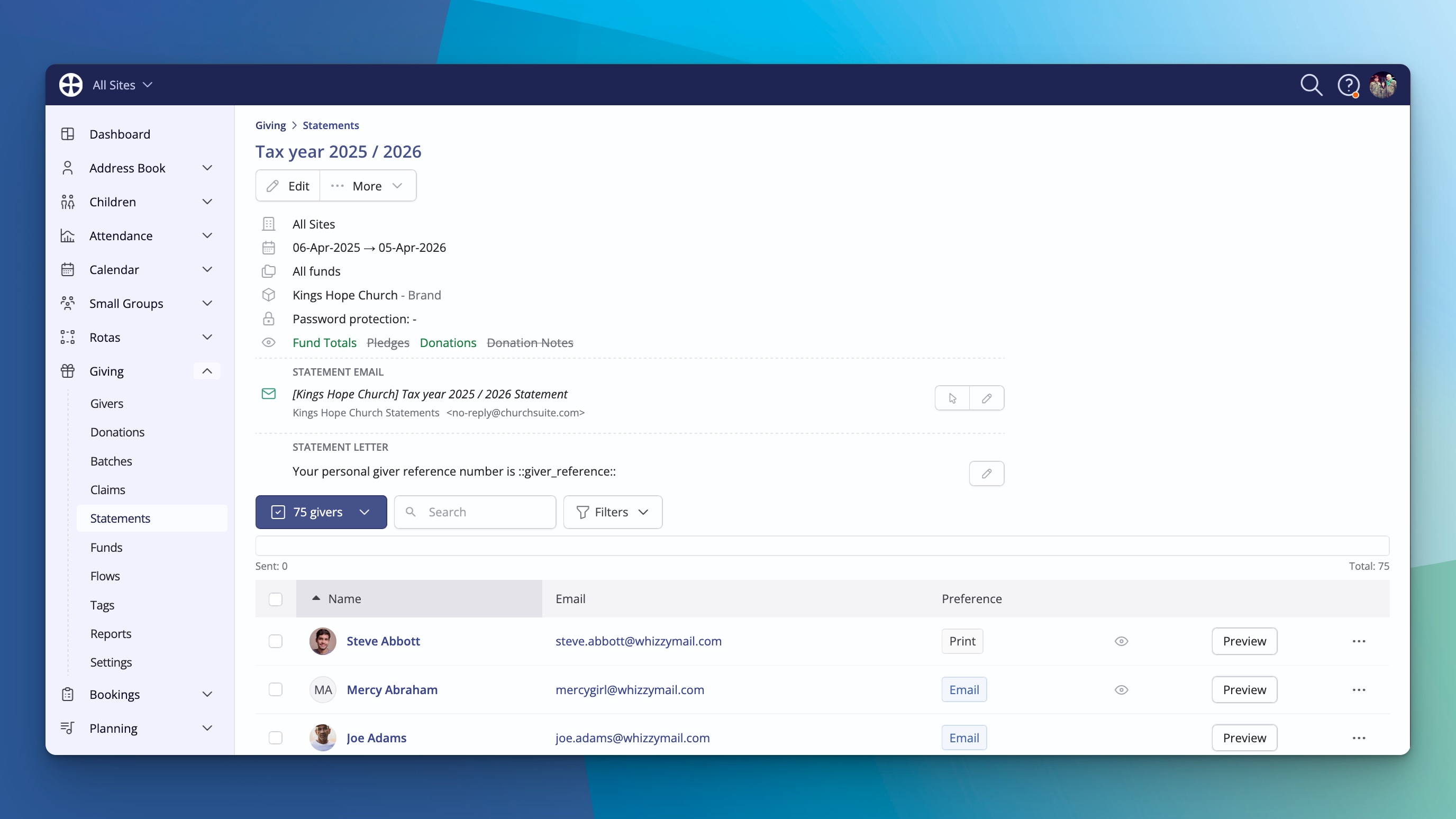 Navigate around the church management system with ease