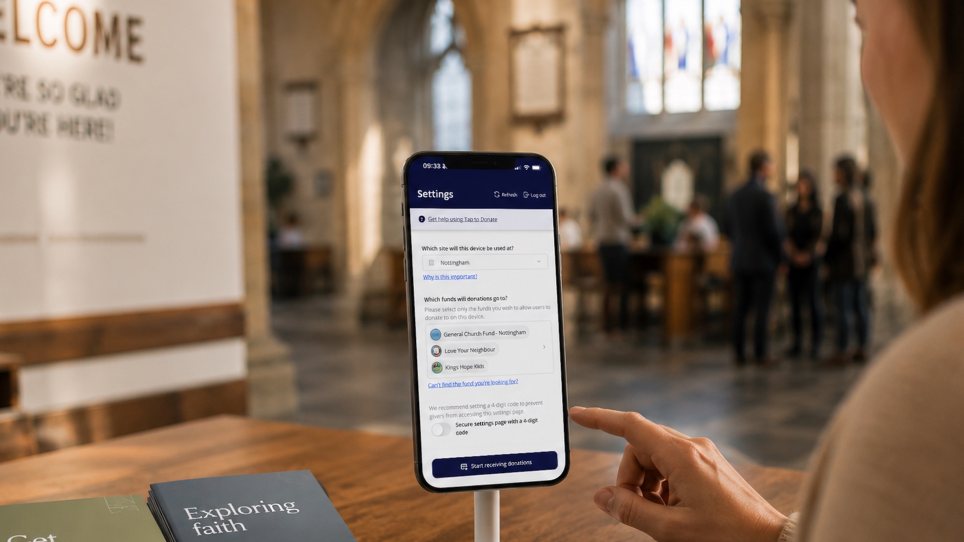 Fantastic solution for church info points for accepting donations by card